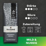 Hochland Kaffee - Holanka Crema - 250g Kaffeebohnen - Duurzame directe verkoop - Perfect voor volautomatische machines en Siebträger - Mildere aromatische smaak - Beste kwaliteit uit Peru