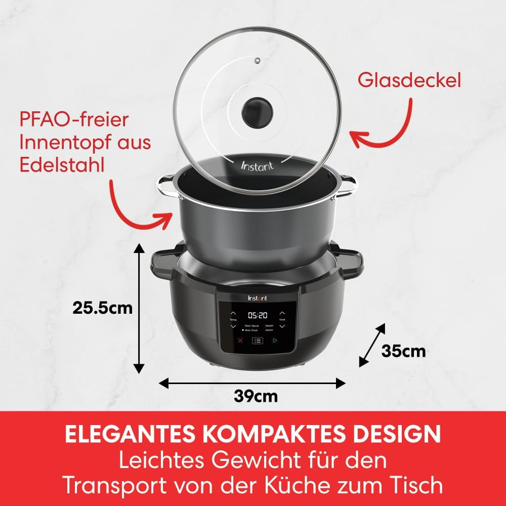 Instant Pot Superior Slowcooker, 7,1L Multicooker, 4 kookfuncties, 800W Slowcooker Naty Shop