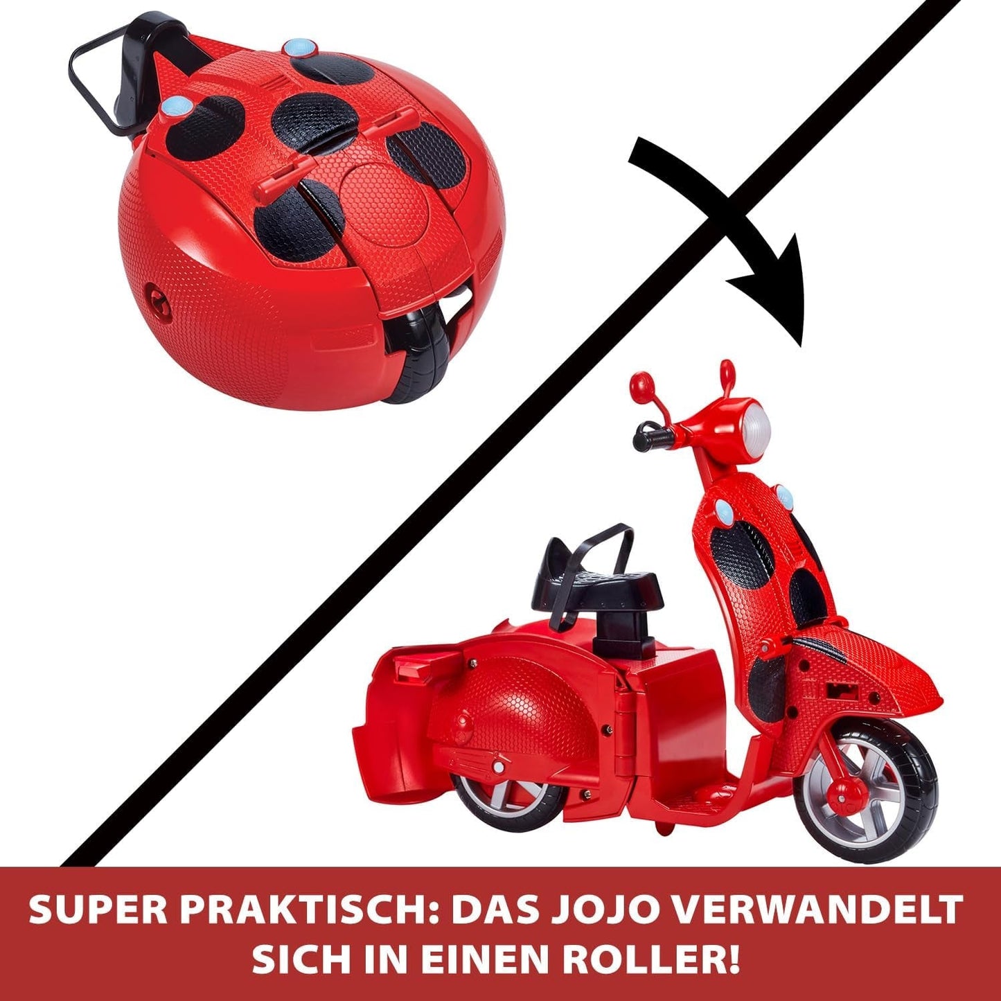 Bandai - Wonderbaarlijk lieveheersbeestje - Wonderbaarlijke Switch'n Go-scooter + 26 cm lieveheersbeestje geluksbrenger gelede pop - P50668