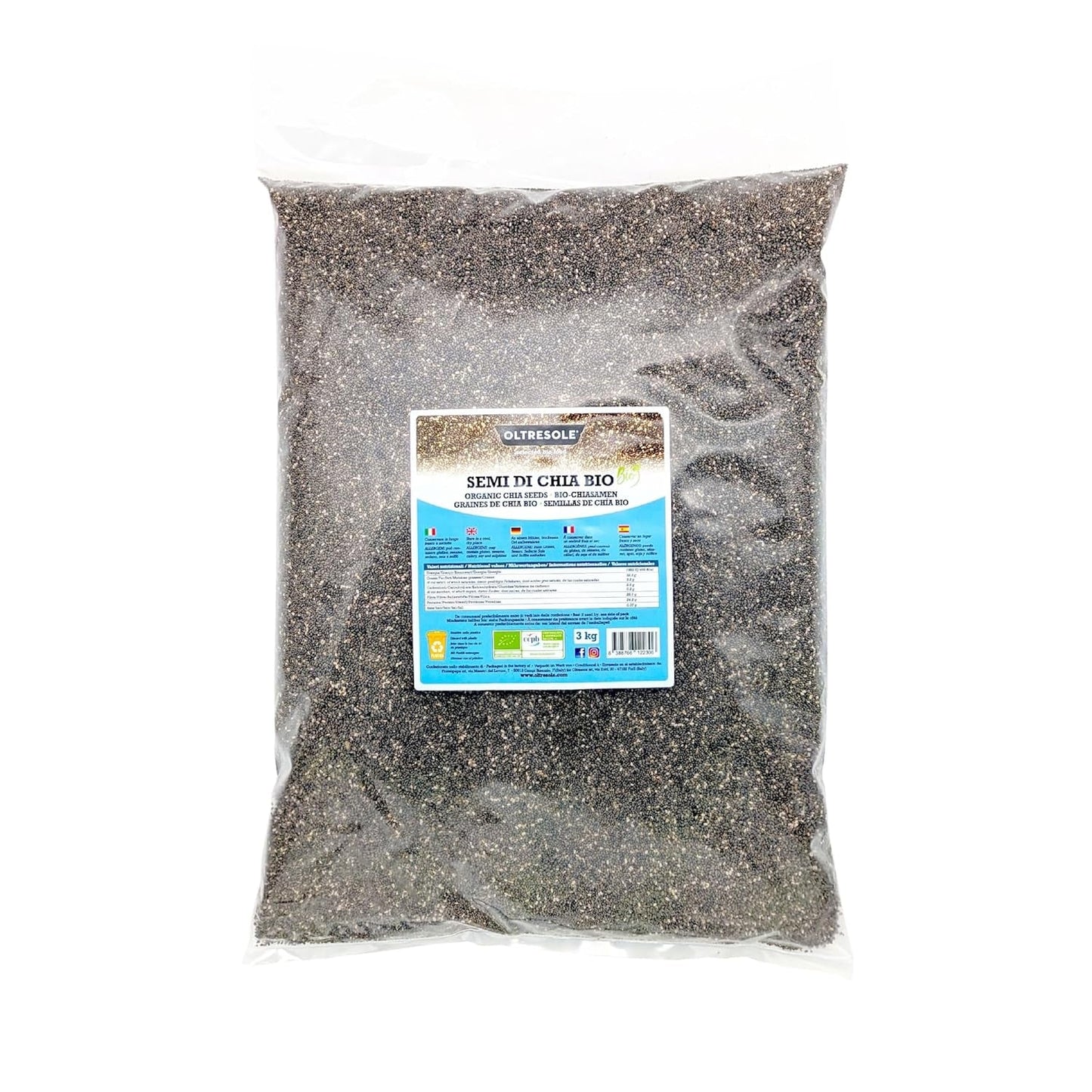- Biologische chiazaden 3 kg - Biologische rauwe oliezaden, bron van eiwitten en vezels, van nature glutenvrij, ideaal voor salades of verrijkte bakproducten, handige verpakking