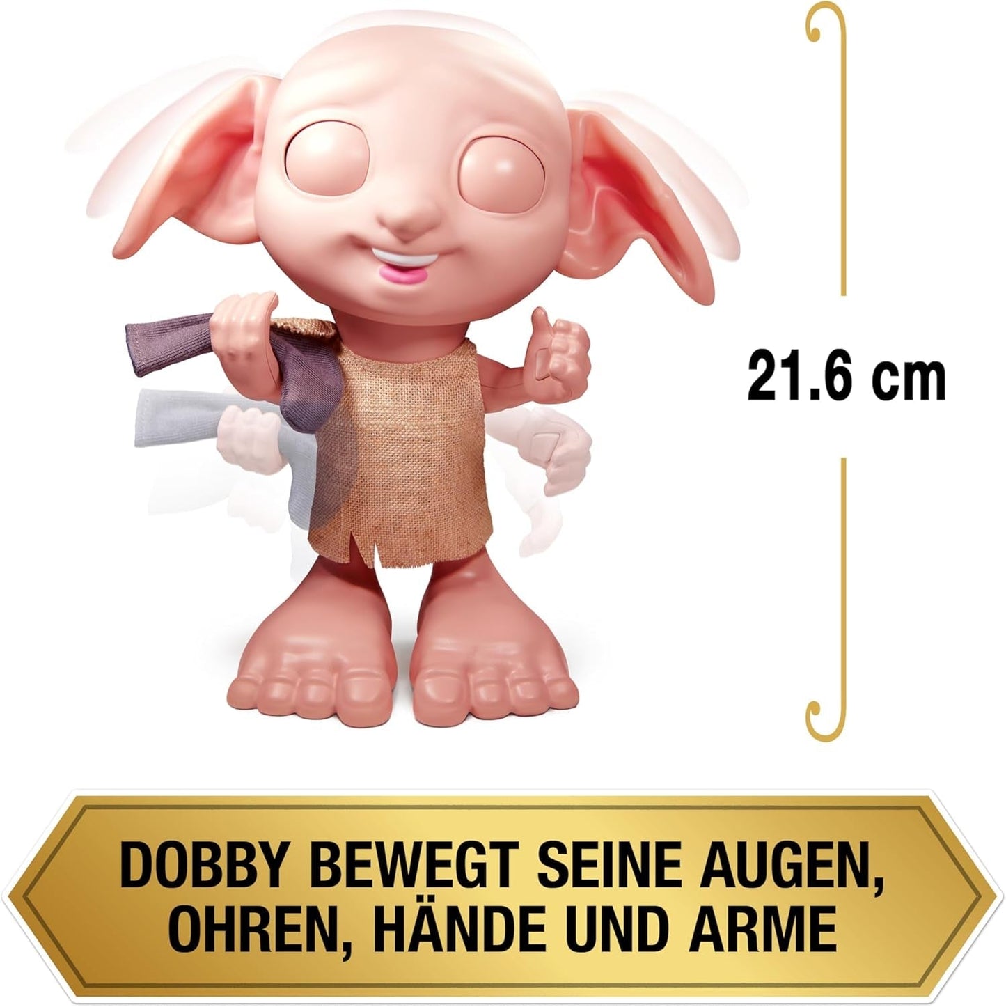Wizarding World Harry Potter - Dobby House Elf interactieve pop met meer dan 30 geluiden, zinnen en bewegingen, Duits-Italiaans, speelgoed voor 6 jaar oud, fanartikel Poppen Naty Shop