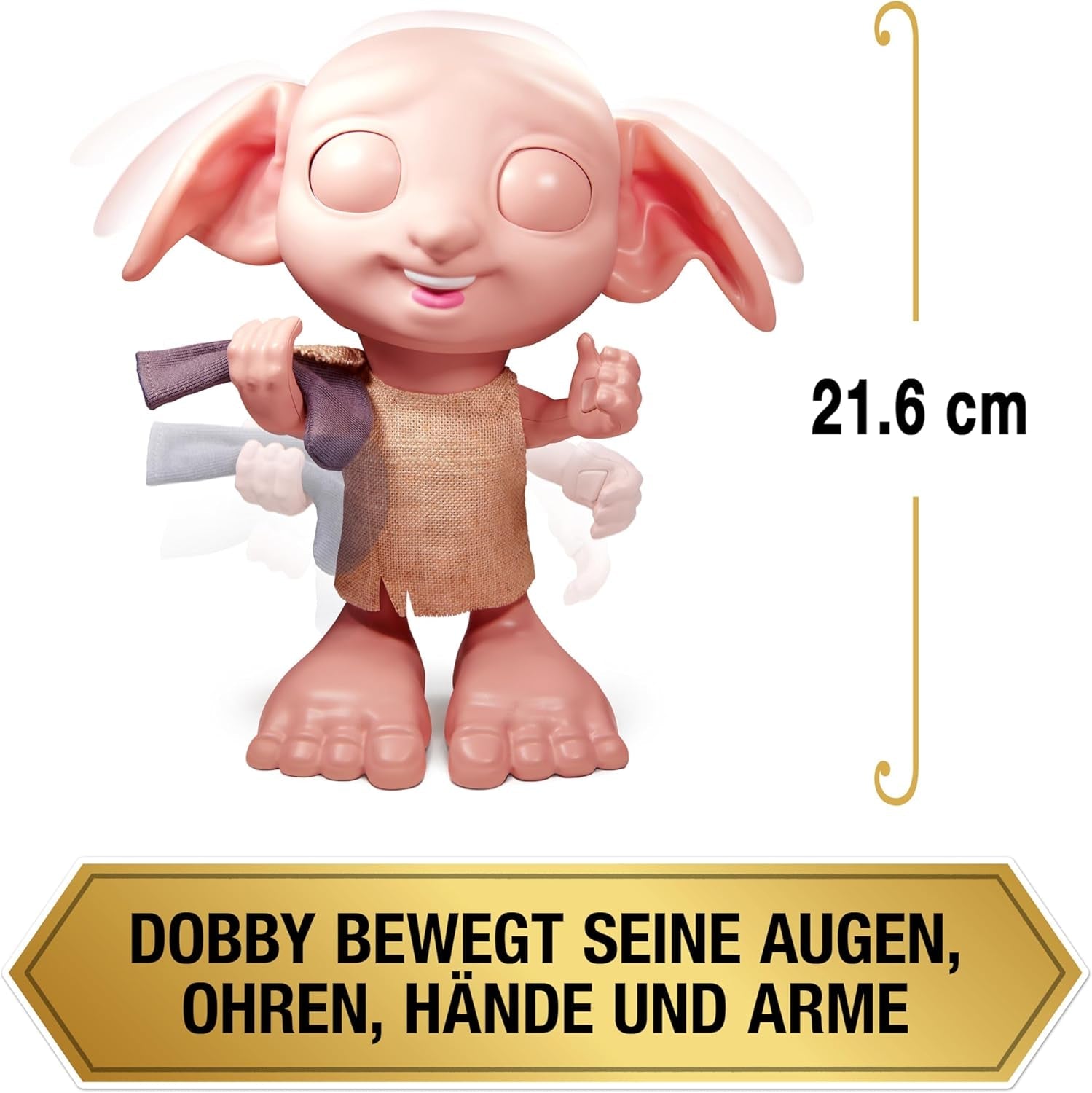 Wizarding World Harry Potter - Dobby House Elf interactieve pop met meer dan 30 geluiden, zinnen en bewegingen, Duits-Italiaans, speelgoed voor 6 jaar oud, fanartikel Poppen Naty Shop