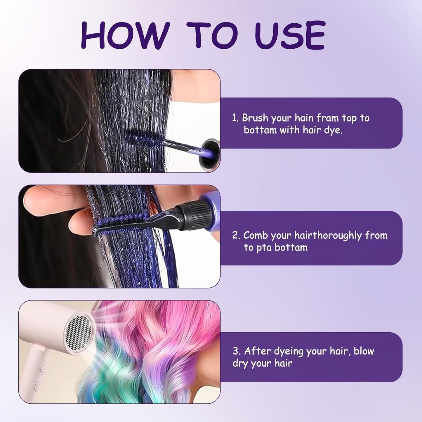 5 kleuren Tijdelijke haarverf Gekleurde haarwas Haarmascara Tijdelijke haarverfmascara voor meisjes en vrouwen Wasbaar haarverfkrijt Geschikt voor verjaardagen Cosplay DIY Halloween haarverf Naty Shop