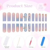 24 stuks vlinderblauwe kunstnagels vierkante druk op Franse lange glitter sprankelende strass valse nageltips