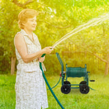 Relaxdays Slangenwagen Tot 60m 4 Massief Rubberen Banden Klikkoppeling Metalen Slanghaspel Slangdispenser Groen