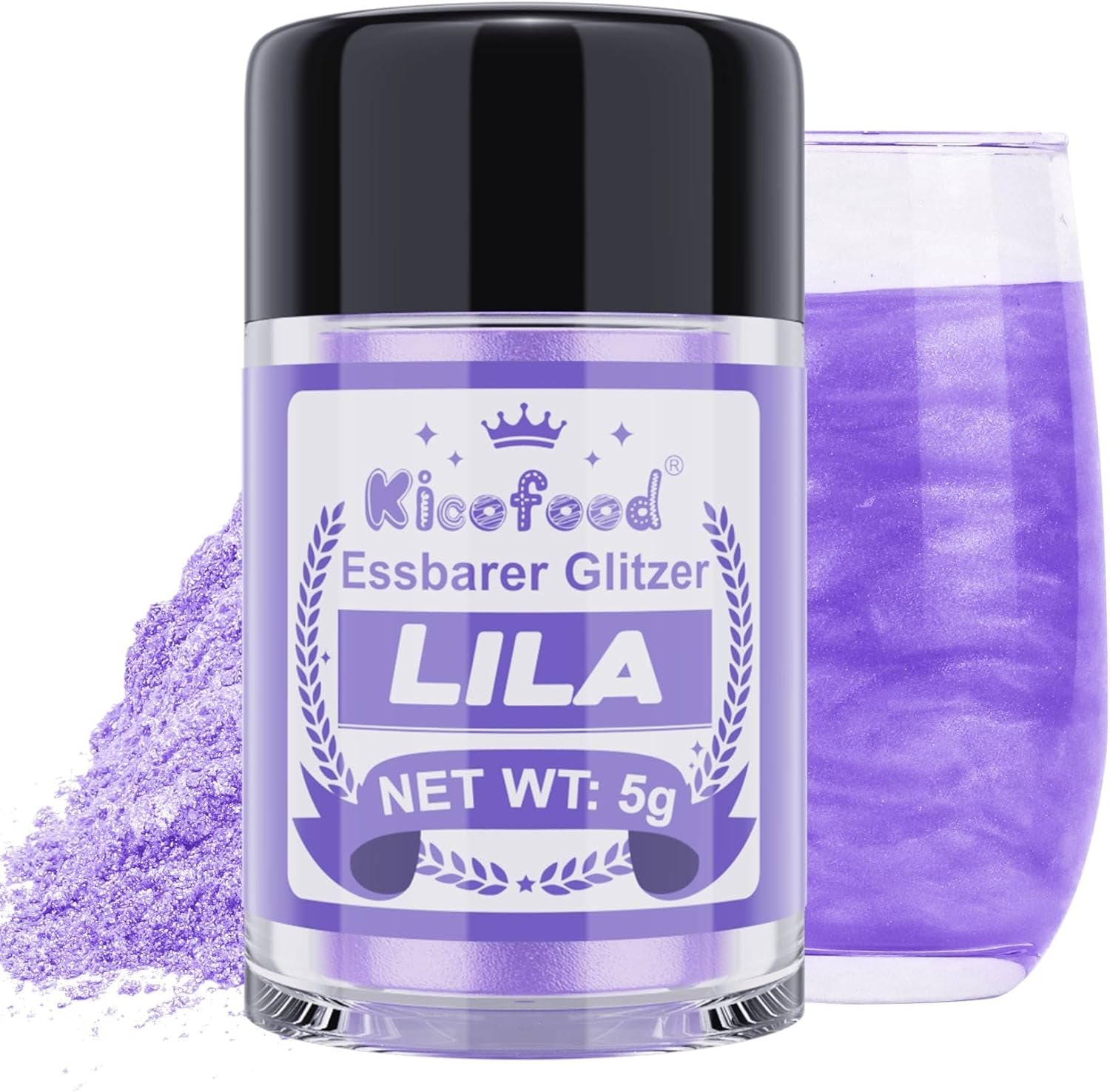 Kicofood, eetbare glitters, 5 gram, diverse kleuren Glitter Naty Shop Lila Paars
