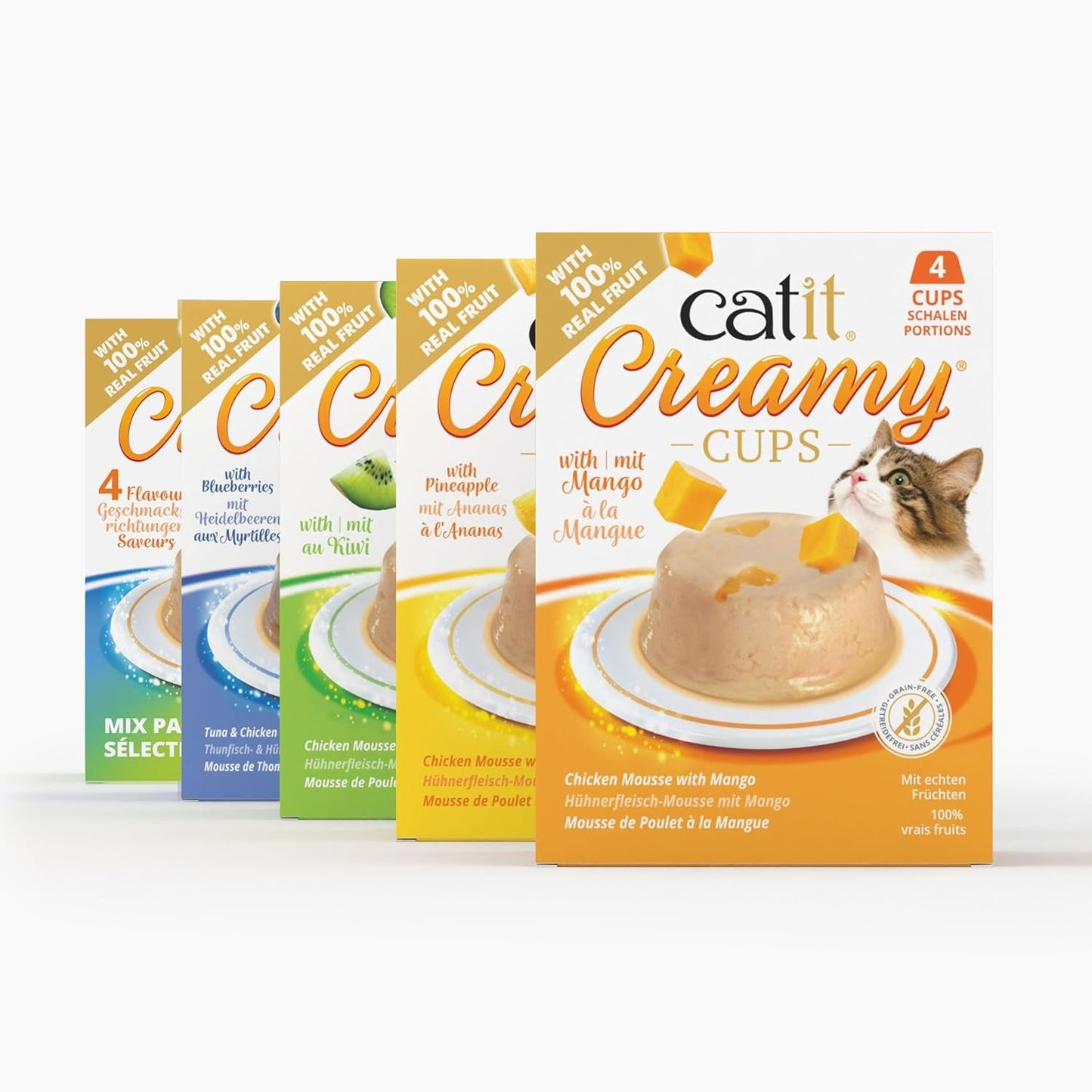 Catit Romige Cups, Tonijn en Kip met Bosbessen, 4x25g