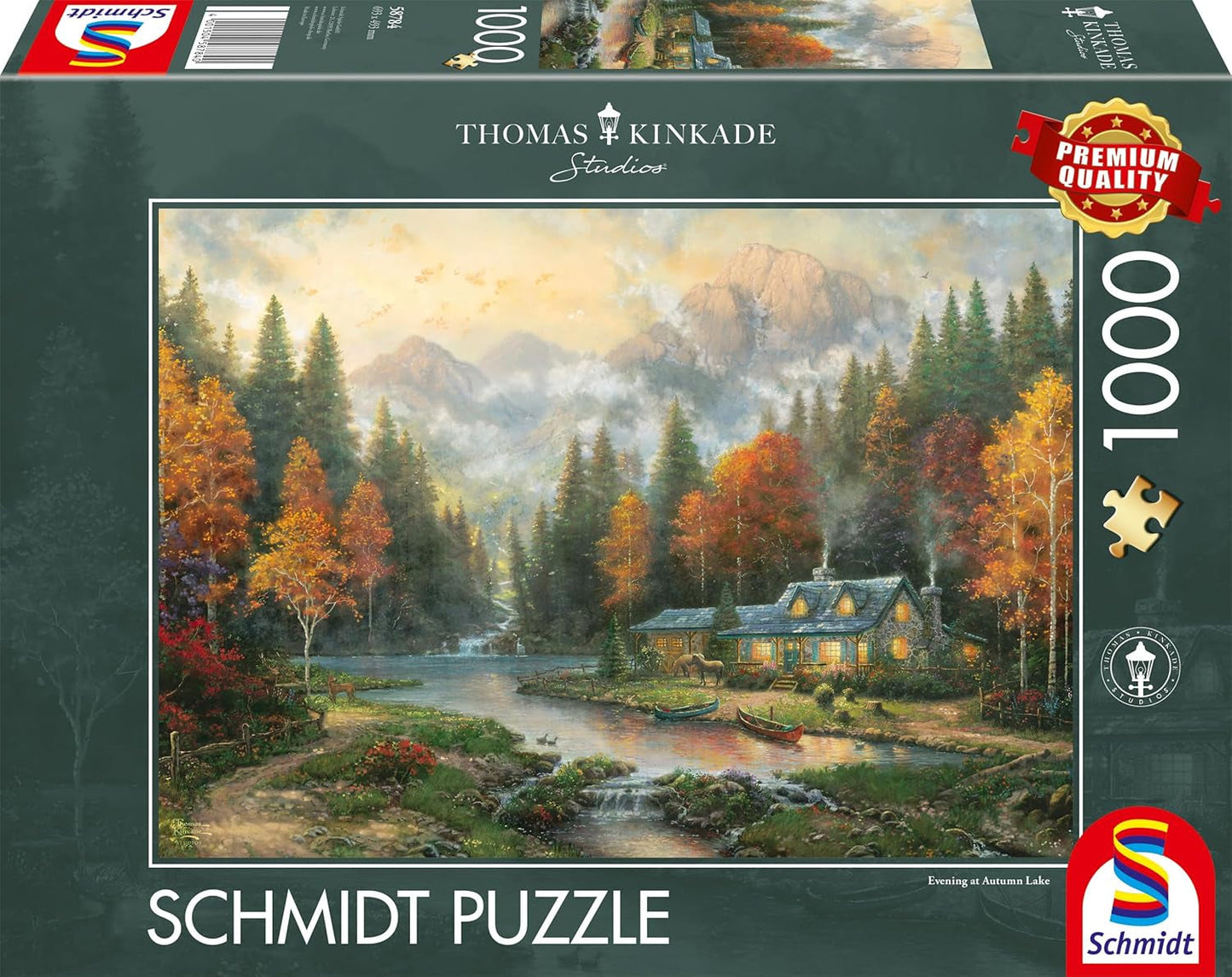 Schmidt Spiele 58784 Thomas Kinkade, Avond aan het Herfstmeer, puzzel 1000 stukjes, kleurrijke puzzel Naty Shop Standaard titel