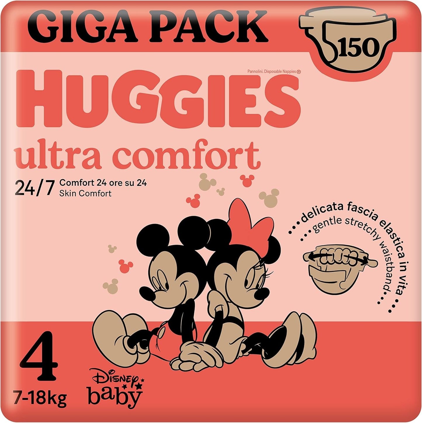 Huggies Ultra Comfort-luiers, maat 4 (7-18 kg), Disney Design, voordeelverpakking, 150 stuks