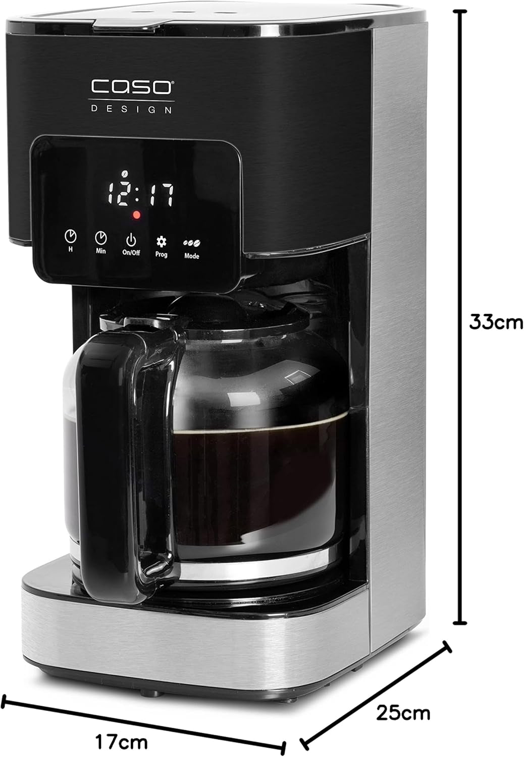 CASO Coffee Taste and Style espressomachine met permanent filter, 1,5 l, optimale zettemperatuur 92-96 °C, antidruppelsysteem, geoptimaliseerde zetkop, roestvrij staal, 12 kopjes