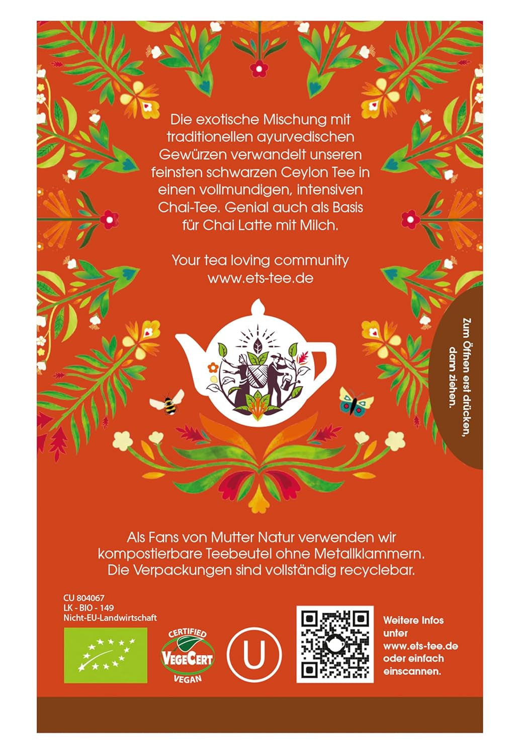 ETS - Chai zwarte thee, Naturland BIO, 20 theezakjes (pak van 2)