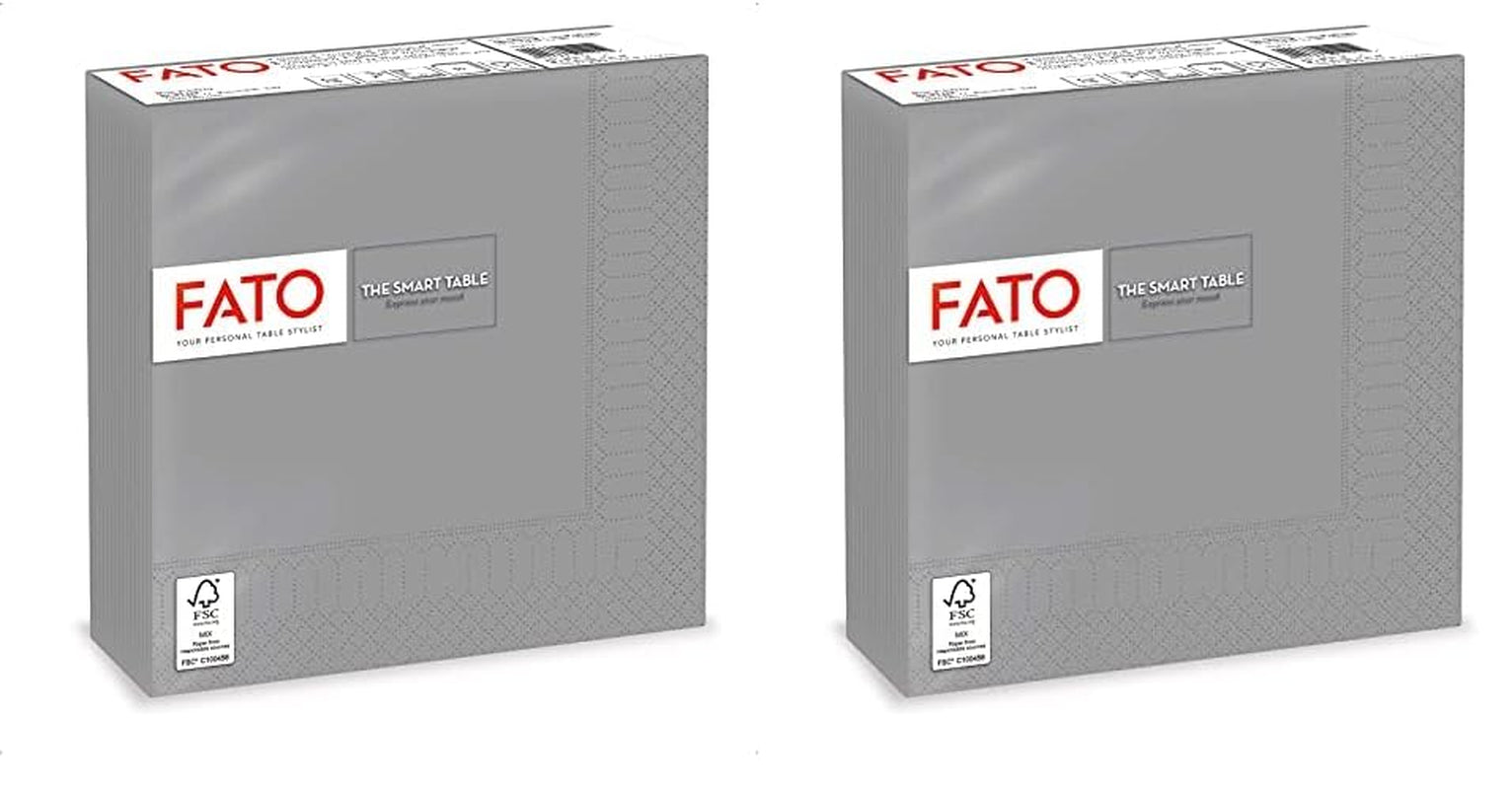 , Papieren wegwerpservetten, Ideaal voor informele lunches en buffetten, Verpakking van 50 servetten, Maat 33X33, In 4 gevouwen, 2 lagen, Grijs, 100% puur cellulosepapier, FSC-gecertificeerd