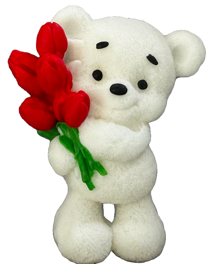 Eetbare suikerdecoratie, Teddybeer met tulpen Decoraties van Naty Shop Sugar Paste