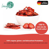 '- 150 g 100% natuurlijke en pure gevriesdroogde aardbeien - Gesneden gedroogde aardbeien - Gevriesdroogd gedroogd fruit zonder toegevoegde suiker - Ongezoete aardbeienchips Gedroogde producten Naty Shop