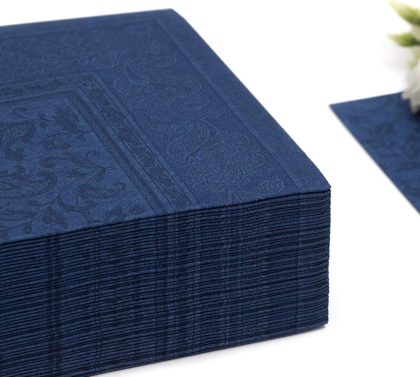50 servetten "ROYAL Collection" 1/4 vouw 40 Cm X 40 Cm donkerblauw "Ornamenten"