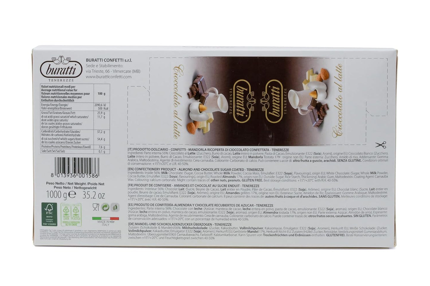 Amandelen omhuld met witte chocolade Tenerezze, 1 stuk