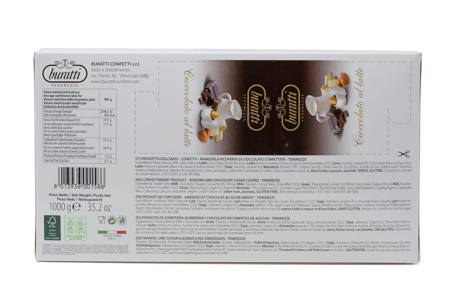 Amandelen omhuld met witte chocolade Tenerezze, 1 stuk