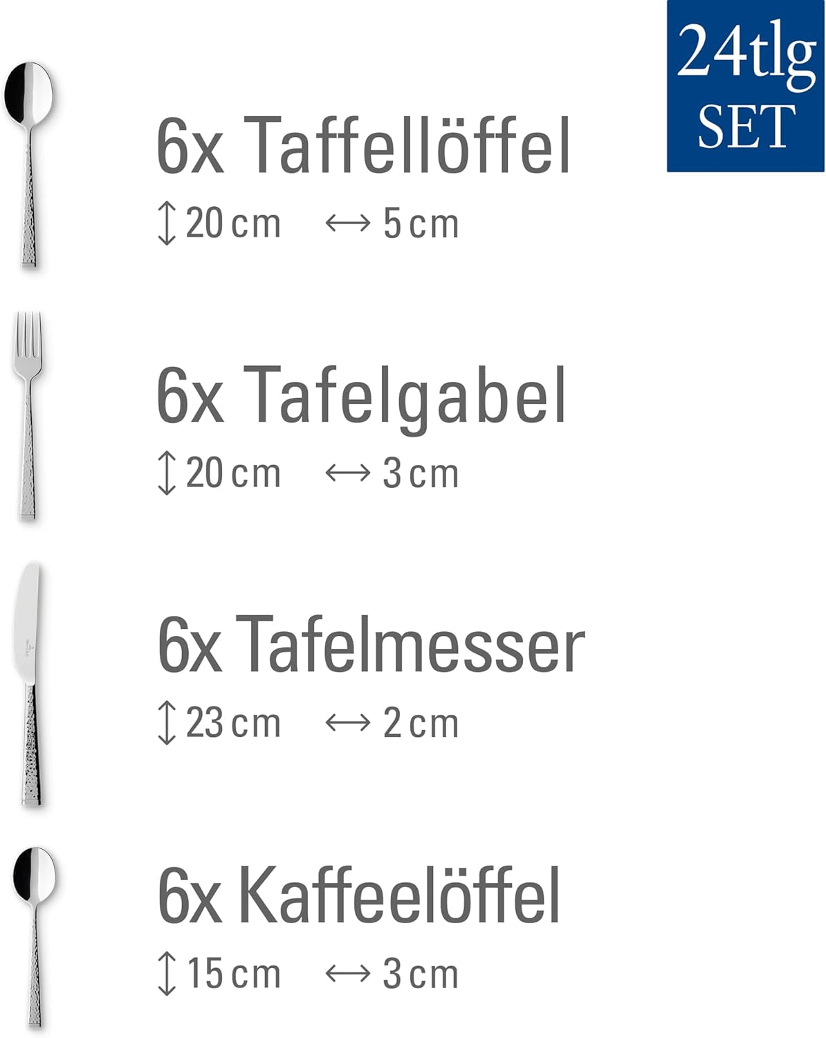 Villeroy & Boch Blacksmith bestekset voor maximaal 6 personen, 24-delig, roestvrij staal