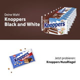 Witte en Zwarte Knoppers – 8 x 25 g – Wafelschijfjes gevuld met donkere cacaowafels, stukjes zwarte koekjes, melk en nougatcrème
