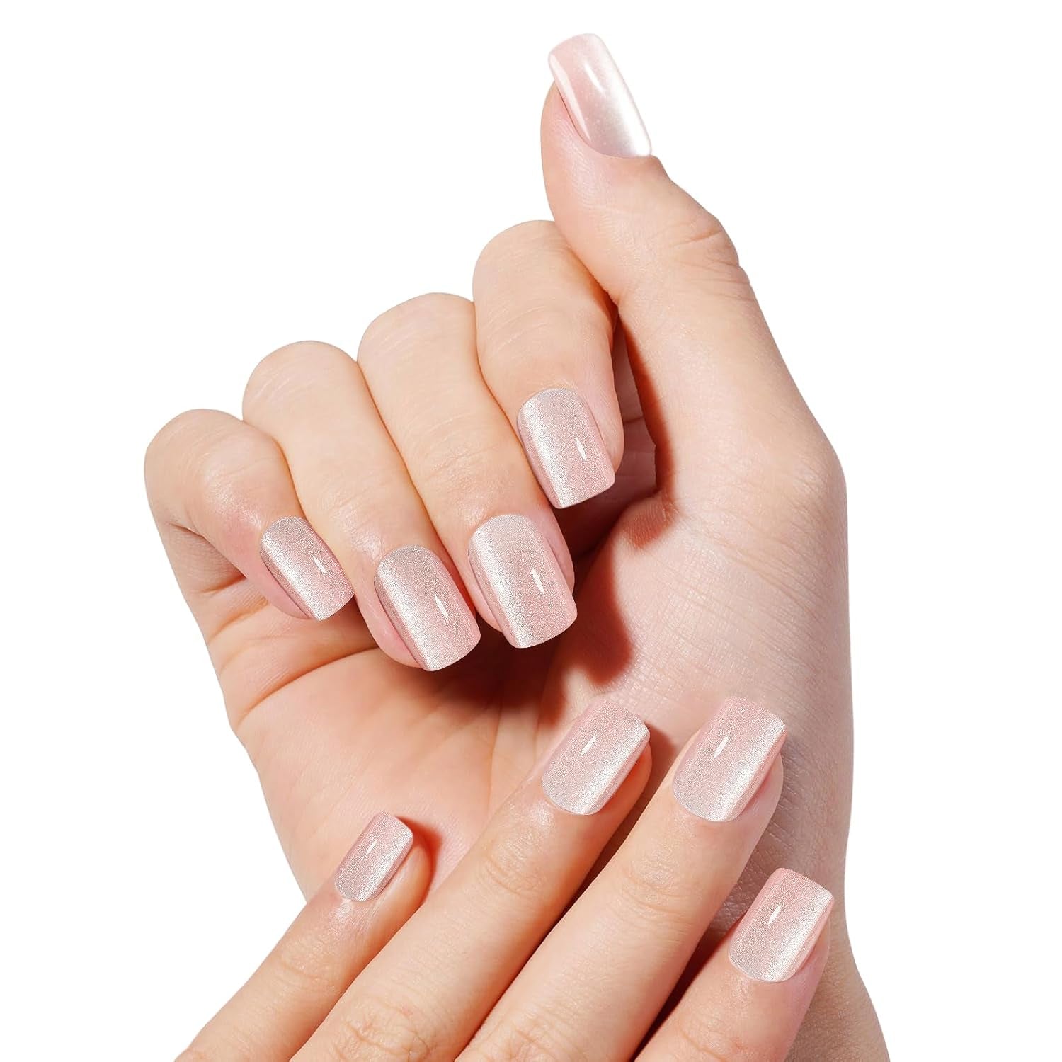 Kiiwah 48 stuks korte vierkante nagels roze kunstnagels lijm op korte nageltips valse nageltips