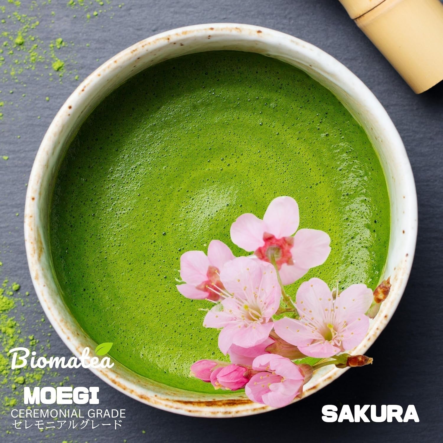 Sakura Matcha Thee 50g - Ceremoniële kwaliteit uit Japan - Premium groene thee met Sakura-bloempoeder - Eerste oogst, steengrond, veganistisch, geen additieven