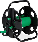 Relaxdays slanghaspel, lege waterslanghaspel, voor 30m 1/2" tuinslang, hoogte-breedte 39 x 43 x 30 cm, zwart-groen
