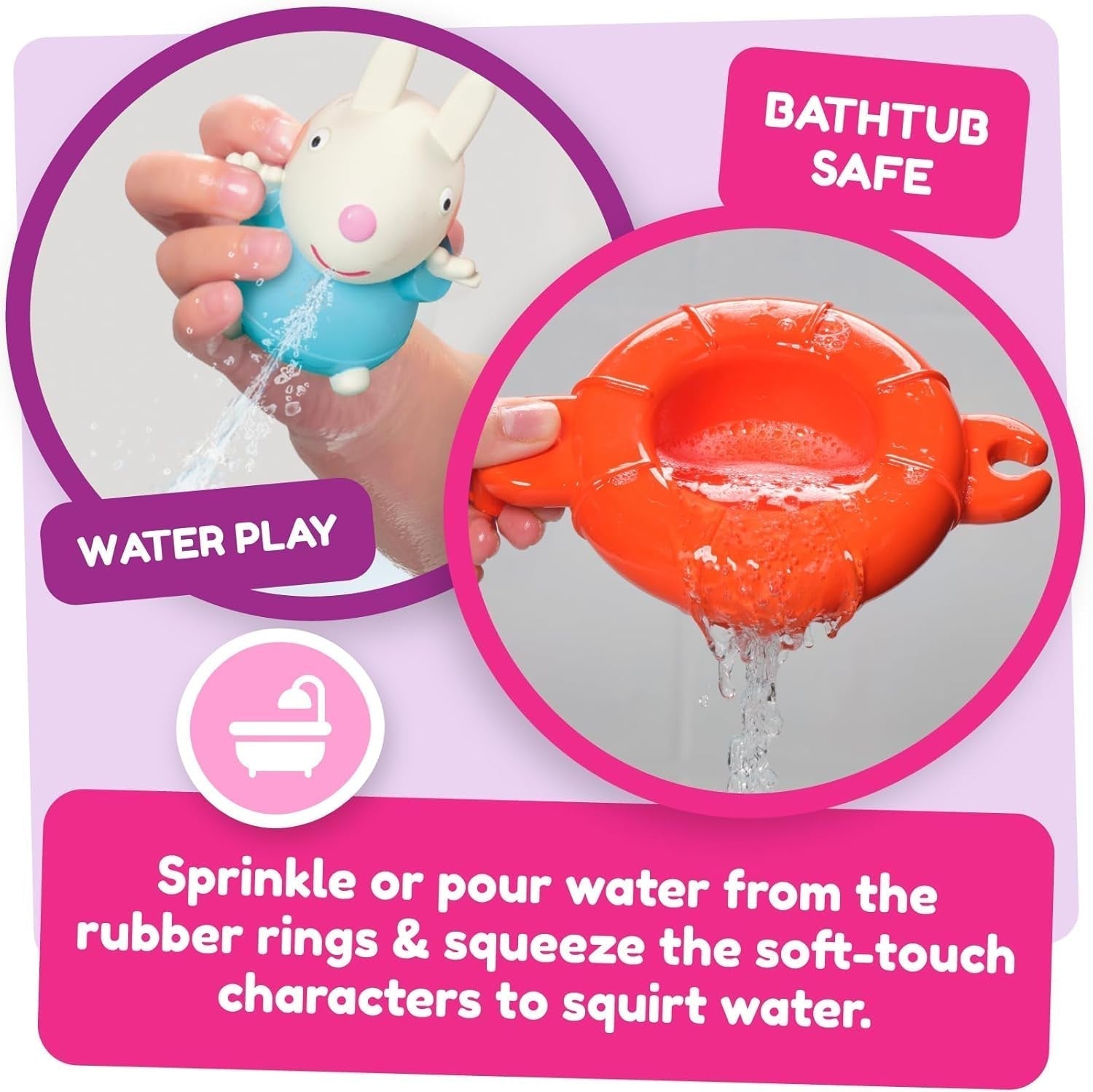 Tomy Toomies Peppa's Pool Party - 5 bekers met verbindingsring met 5 speeltjes voor kinderen Peppa Pig & Friends Water Squirter - badspeelgoed +18 maanden - Kinderbadspeelgoed en zwembadspeelgoed Bebe Toys Naty Shop