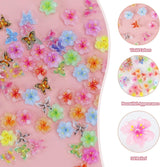 YICH Nail Charms Nägel Charms 50Stuks 3D Bloemen + 50Stuks 3D Schmetterling, Zomer Nägel Deko Set Schmetterling/Bloemen Nail Art Nailart