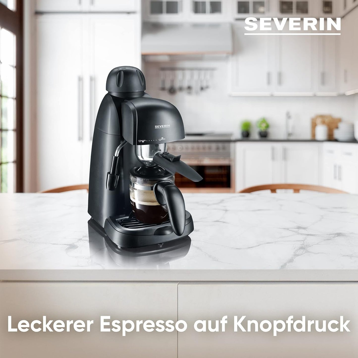 SEVERIN KA 5978 espressomachine (inclusief serveerschaal en maatlepel, maximaal 4 kopjes) zwart, Standaard
