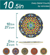 Dinerbordenset voor 6 personen, vancasso KRVI bordenset voor 6 personen, bordenset Ø 27 cm, vaatwasser- en magnetronbestendig, pastaborden, ontbijtborden, taartborden