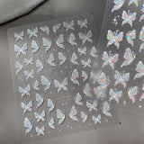 Aurora Muschel Schmetterling Nagelsticker Weiß Schmetterlinge Nagelsticker Gelee Relief Butterfly Nagelaufkleber Y2K Vlinders Nagelsticker Nägel Nageldesign Nagel Zubehör Nail Art Stickers Nailart