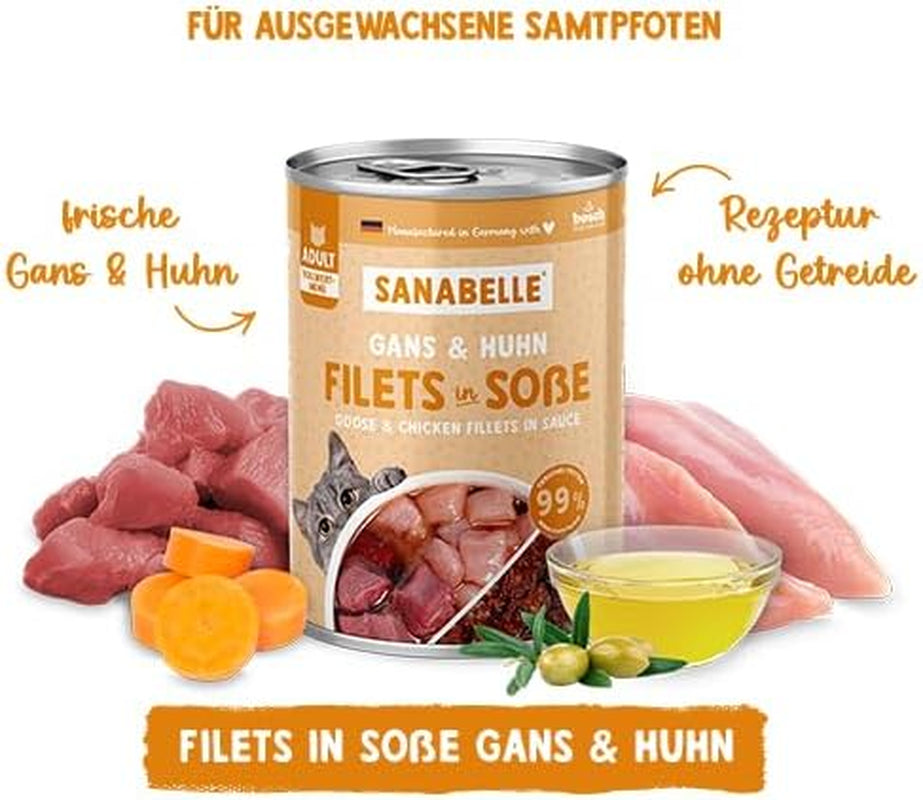 Sanabelle Gourmet Natvoer in Pot met Gans en Kip | 6 x 380 g | 2,28 kg