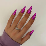 Zelfklevende chroomnagels - Medium amandelbruin Glitterlijm op nagels Glitter nepnagels Lijm op kunstnagels Geglazuurde acrylnagels voor dames 24 stuks