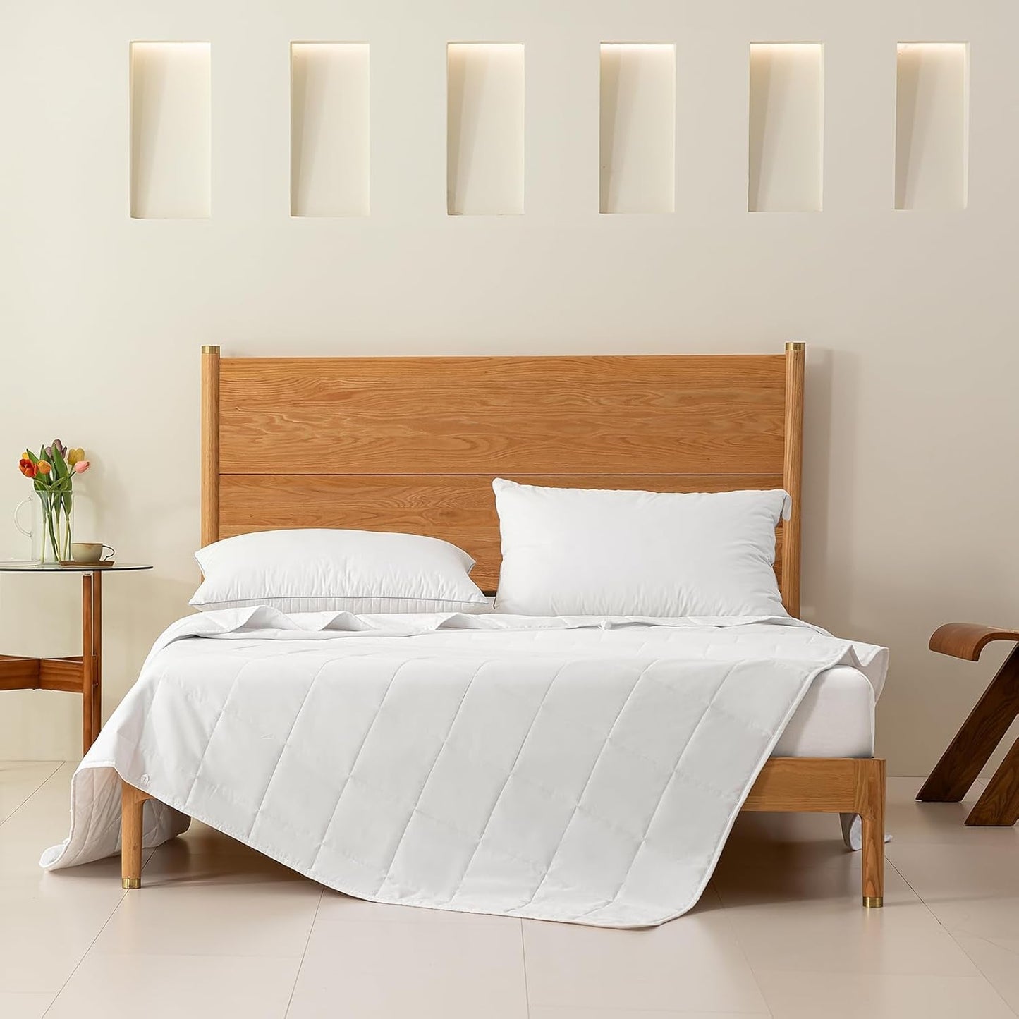 Good Nite Tweepersoonsdekbed, 4,5 Tog, Zomerdekbed, Tweepersoonsdekbed, Wit, Quilt, Polyester, Zacht en lichtgewicht en Machinewasbaar met hoekbanden (tweepersoonsbed 200 x 200 cm) Dekens en dekbedden Naty Shop