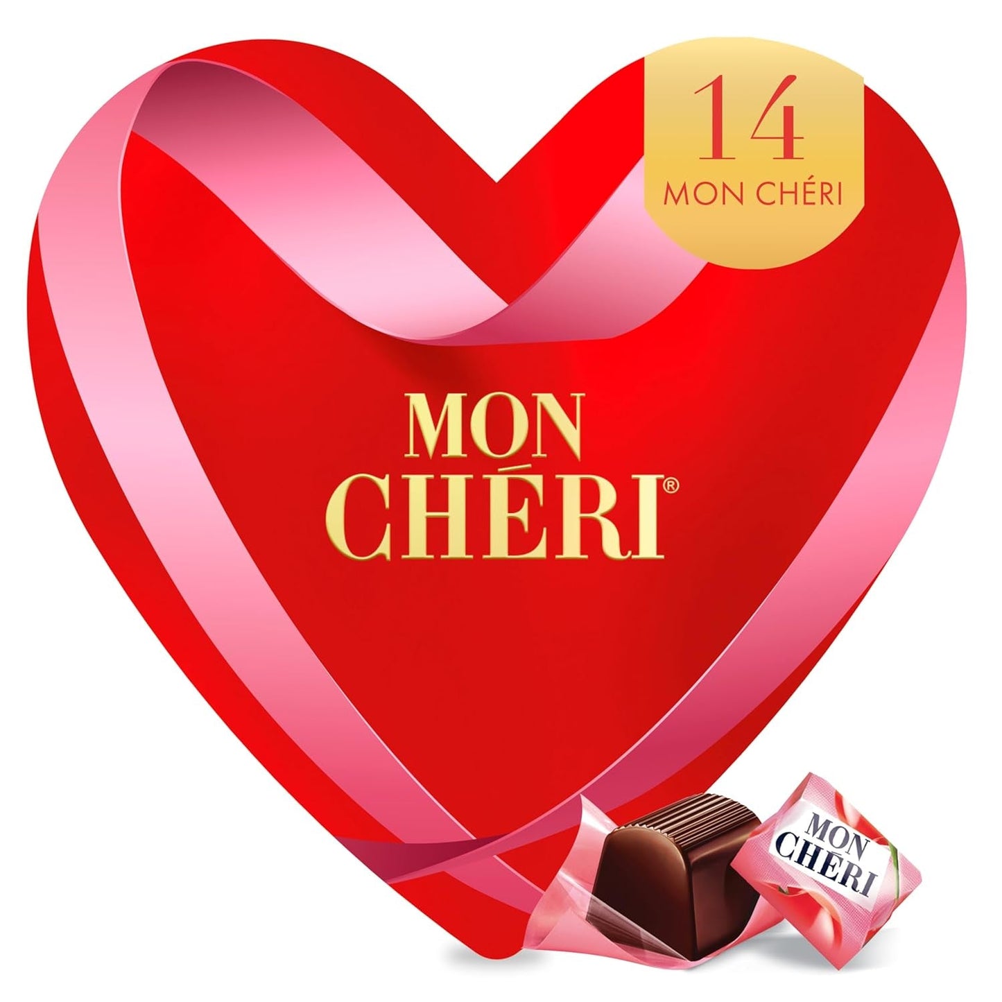Ferrero Mon Chéri Heart - Valentijnsdag chocoladecadeau voor hem en haar - Knapperige chocolade, fruitige likeur en gearomatiseerde kersen - Voor Valentijnsdag, Moederdag en Pasen - 1 pakje 147g