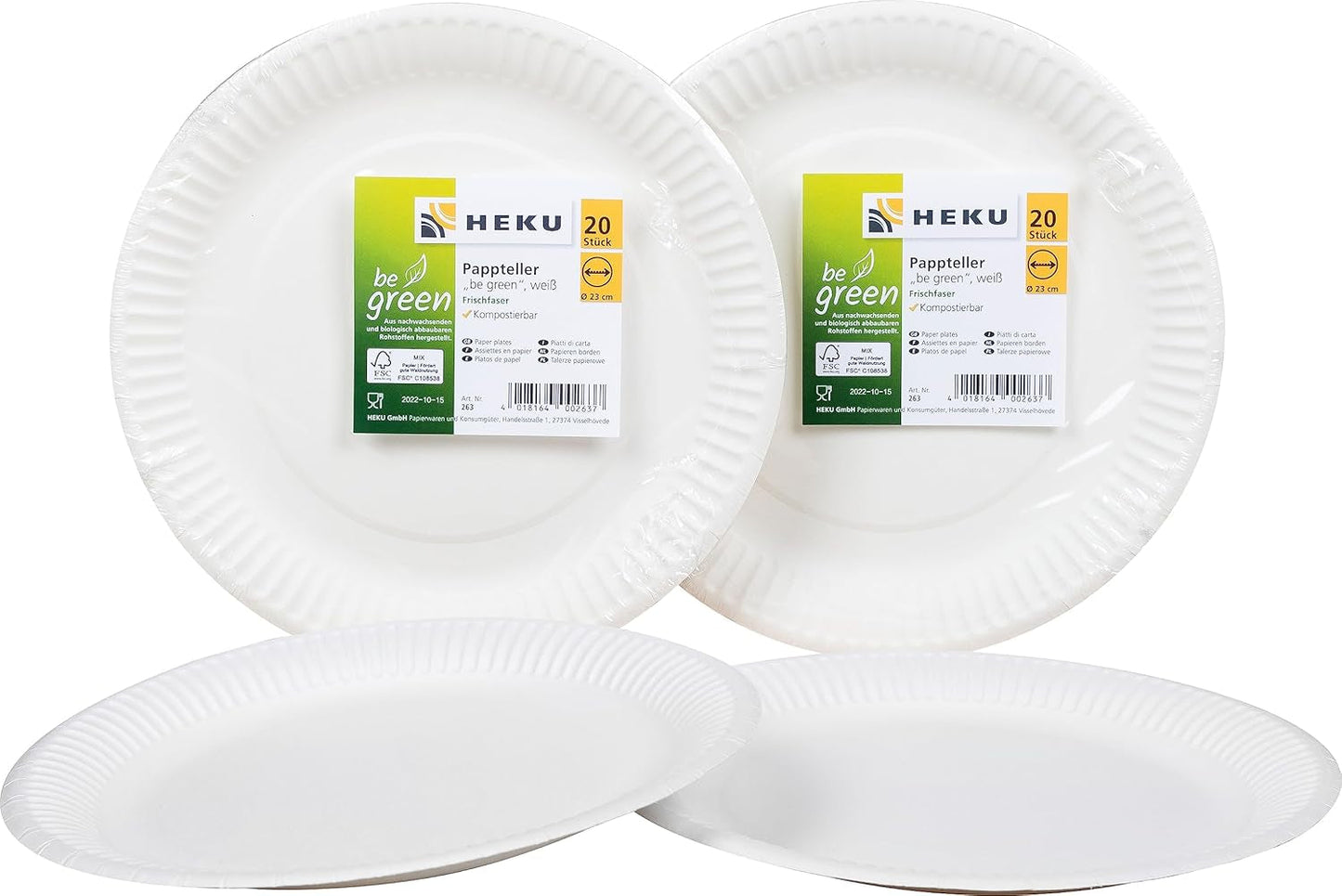 HEKU 191-dlg. USA Party Set I Papieren Borden Ø23Cm, Rode Bekers, 3-laags Servetten 33X33Cm, Decoratieprikker, Wimpelketting 10M I Ideaal voor themafeesten en nationale feestdagen