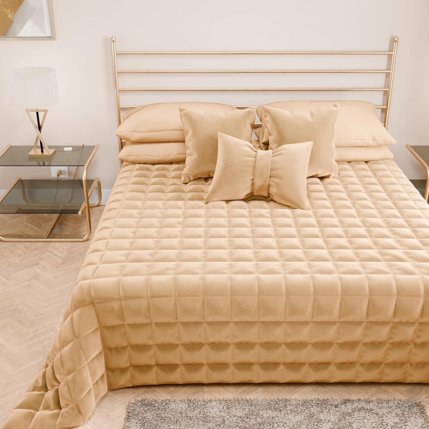 PETTI Artigiani Italiani - Eenpersoonsbeddekbed, dubbelzijdig dekbed, lentedekbed, nachtblauw, wit, 100% Made in Italy Dekbedden en dekbedden Naty Shop Goud 160 X 190 Cm