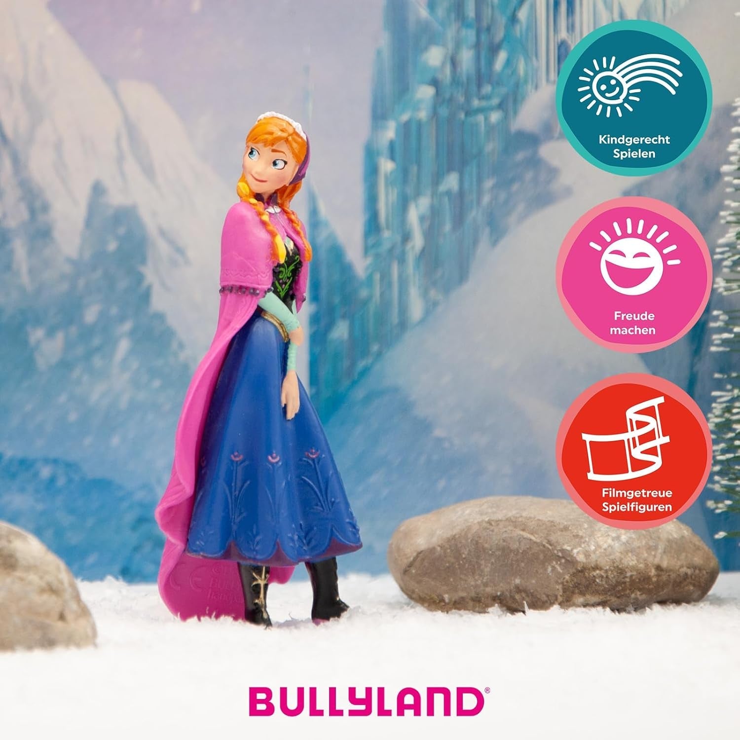 Bullyland 12960 - Prinses Anna beeldje uit de film Frozen van Walt Disney, ca. 9,5 cm, zeer gedetailleerd, ideaal als klein cadeautje voor kinderen vanaf 3 jaar