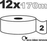 Toiletpapier Renova Jumbo BLK, 12 rollen van 170 M, wit papier, 2 lagen