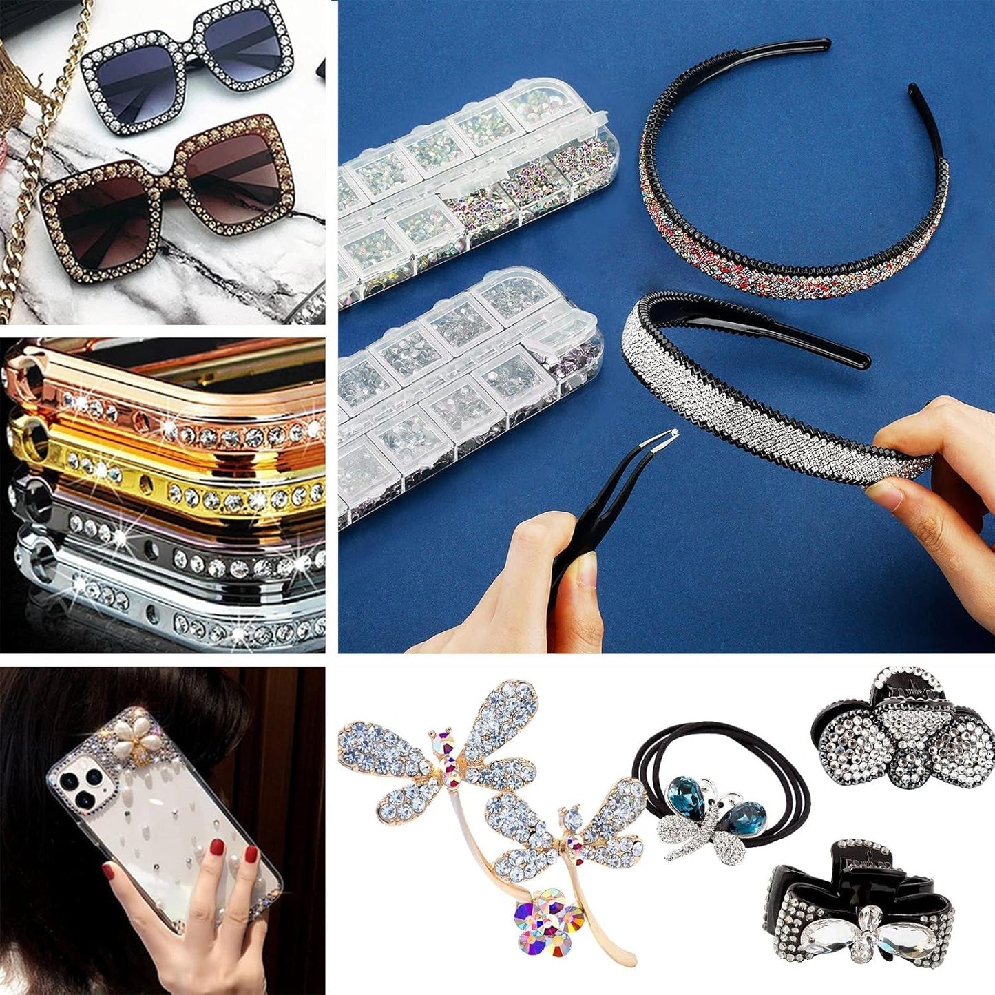 ANGNYA 4000 Stück Strasssteine ​​​​Nägel Nail Art Strasssteine ​​​​Dekorationen Nagelsteine ​​​​Für Nail Art Zubehör en Klare Kristall Strasssteine ​​​​Handwerk Mit Pick up Pinzette en Strass Picker Dotting Pen…