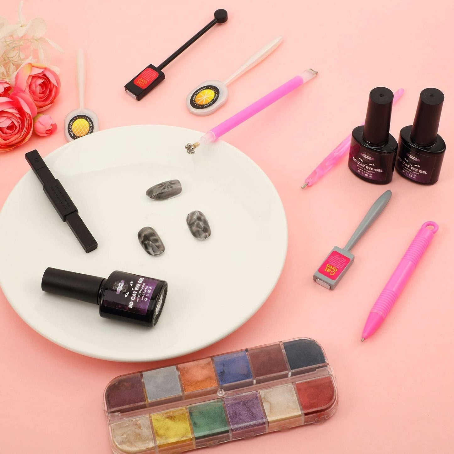 Nail Art Werkzeug Magnetstift, 10 Stück Nagel Magnet Stick Tool Set, Nagel Magnet Stift en Starker Magnet Stock Punktierungsstifte Für DIY 3D Magnetics Katzenauge UV Gel Polnisch Nagel Kunst