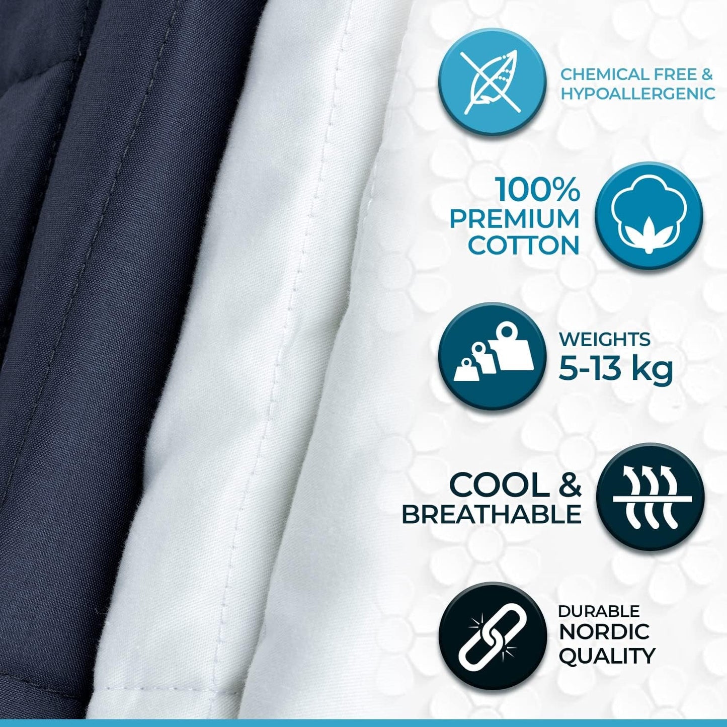 Verzwaarde deken voor volwassenen 150 X 200 Cm, 7Kg - Verzwaarde deken voor diepe slaap, zware deken, therapiedeken van 100% katoen, ontspanningsdeken Oeko-Tex® 100 Comforter Standaard bedden en dekens Polar Night