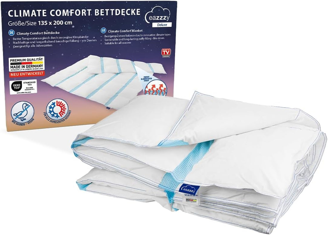 Genius Eazzzy Climate Comfort-dekbed 155 x 220 cm, vezelbestendig, lichtgewicht dekbed voor alle seizoenen, ademend dekbed, aangename slaaptemperatuur, dekbed voor alle seizoenen Quilts en quilts Naty Shop Standaardtitel