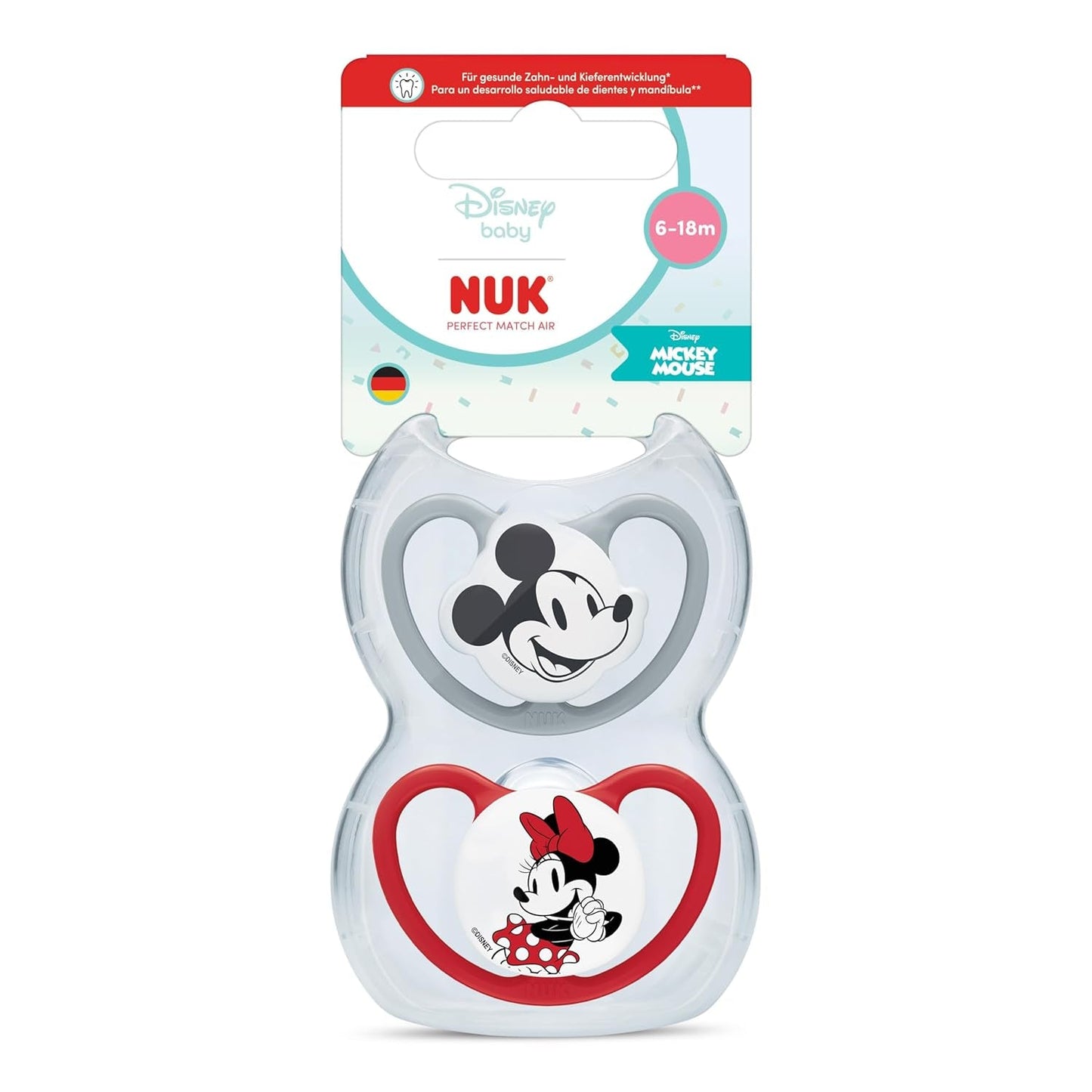NUK Perfect Match luchtfopspenen voor baby's | 6-18 maanden | Orthodontische fopspenen die de luchtcirculatie bevorderen en huiduitslag door speeksel voorkomen | 95% acceptatie door baby's** | Disney Minnie Mouse | Pak van 2