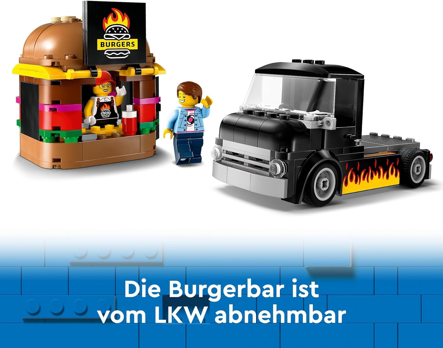 LEGO City Burger Truck-bouwset met speelgoedauto voor 5-jarigen, minifiguur van een foodtruck en accessoires, leuk cadeau voor jongens en meisjes 60404 Bouwsets Besuche in LEGO-Store