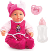 Funktionspuppe Hello Baby mit Geräuschen, bewegt den Mund, interactieve Puppe, Babypuppe, met Zubehör, 46cm, roze