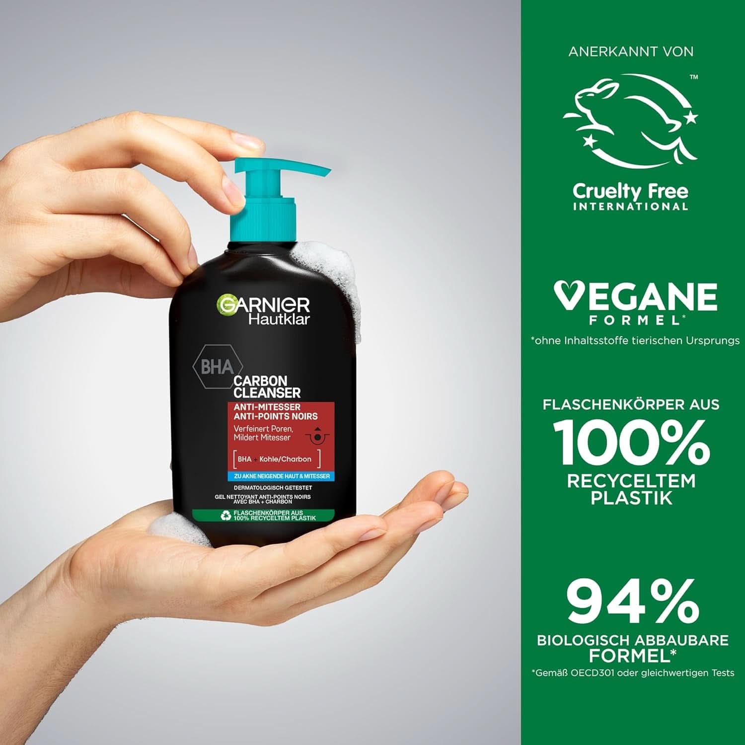 Garnier Charcoal Cleanser Gezichtsreinigingsgel tegen mee-eters en puistjes 250ml Douche & Bad Naty Shop