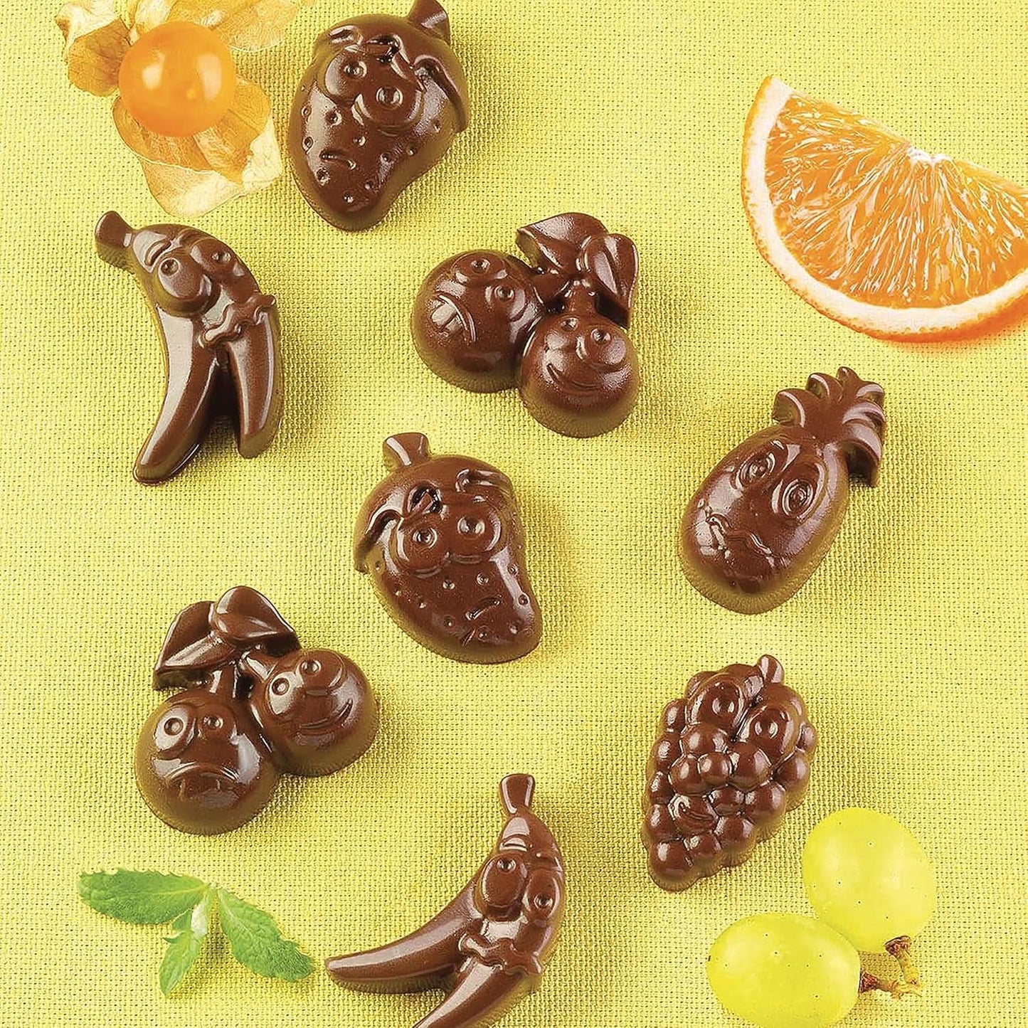 Siliconenvorm Praline Silikomart Fruit 3,2 x 3,2 x H 1,5 cm, 10 ml, 15 gaatjes (SCG32) Keuken Naty Shop