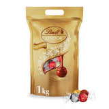 Klassiek assortiment Lindt chocoladebolletjes LINDOR | ca. 80 bolletjes chocolade (melk, wit, puur 60%, hazelnoot) | Grootverpakking, 1 kg