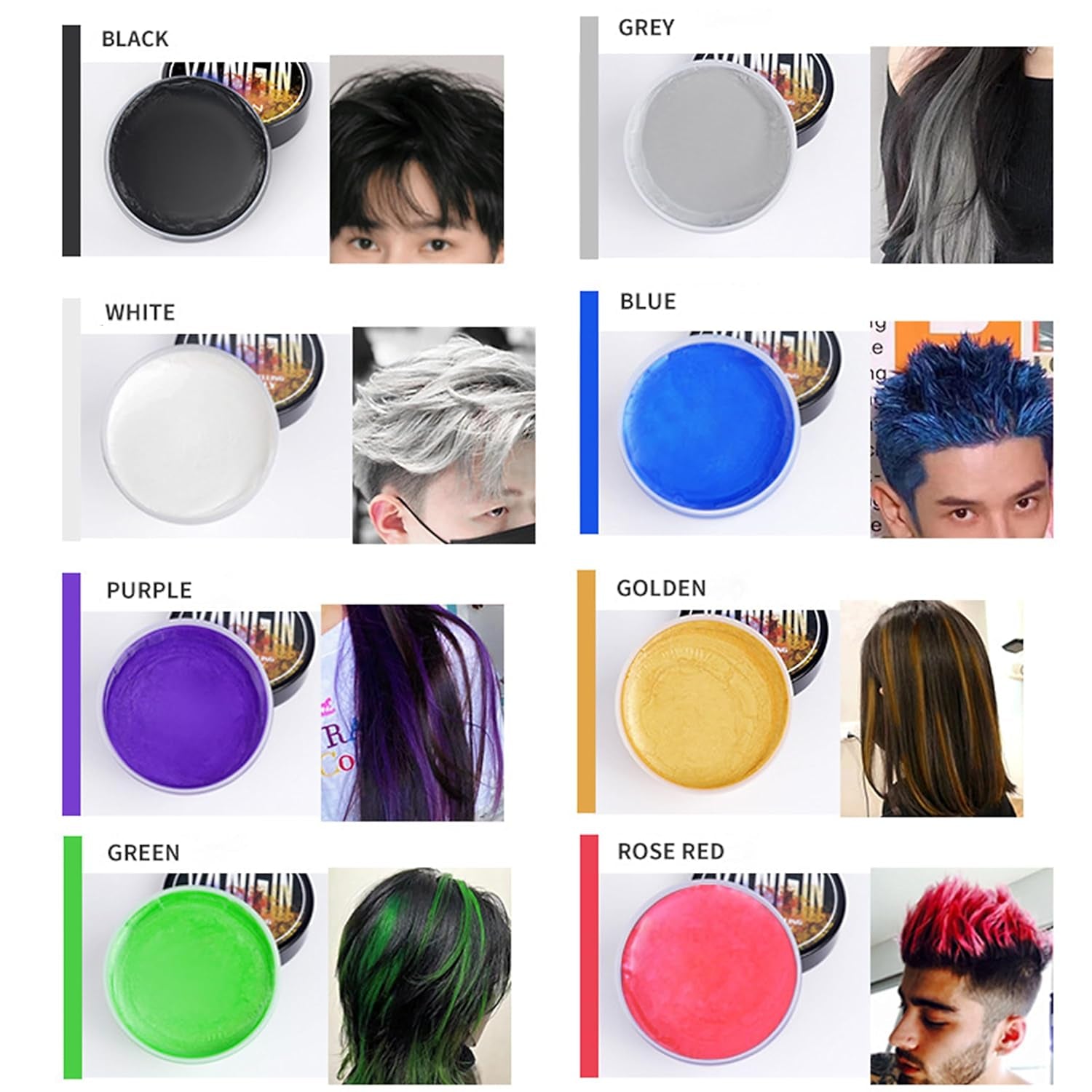 Groene Tijdelijke Haarverf, Styling Haarkleur voor Mannen Vrouwen, Natuurlijke Haarpommade, Haarverf Wax voor Feest, Cosplay & Halloween, Kerstmis, Crème Tijdelijke Haarverf (100g, Groen) Naty Shop Haarverf